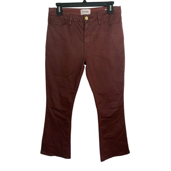 Frame Le Crop Mini Boot Jeans in Bordeaux Coated Size 29 - Picture 4 of 12